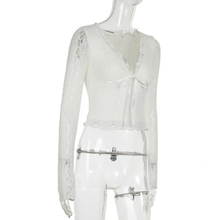 Hollow Lace-up T-shirt