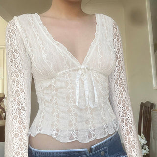 Hollow Lace-up T-shirt