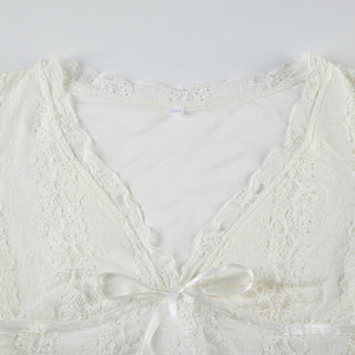 Hollow Lace-up T-shirt