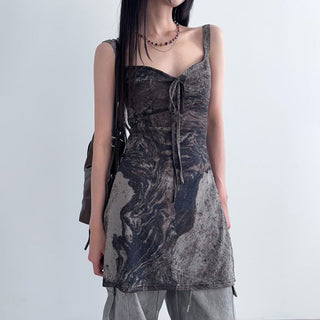 retro lace-up knitted vest