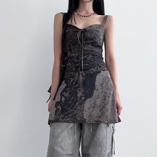 retro lace-up knitted vest