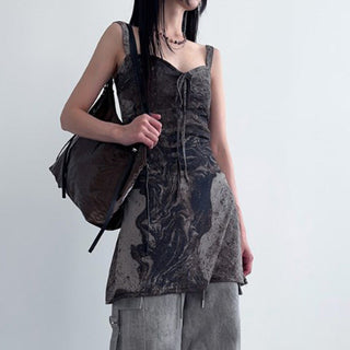 retro lace-up knitted vest