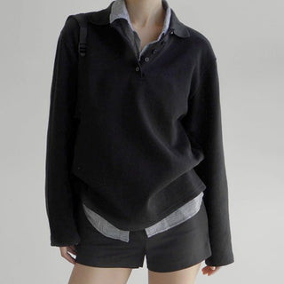 loose fit fake two-piece sweatshirt