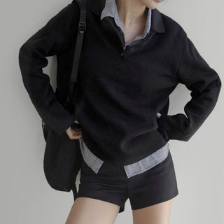 loose fit fake two-piece sweatshirt
