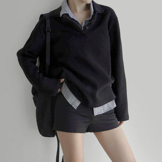 loose fit fake two-piece sweatshirt