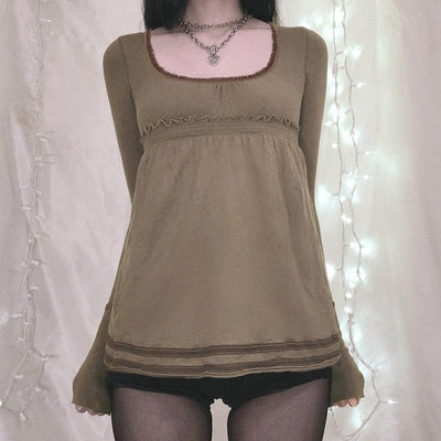 Lace Edge Square Collar Swing Top