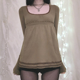 Lace Edge Square Collar Swing Top