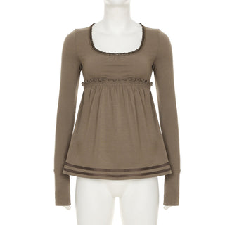 Lace Edge Square Collar Swing Top