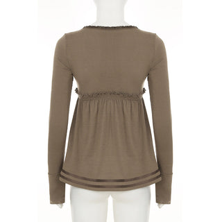 Lace Edge Square Collar Swing Top