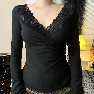 Lace V-Neck Cross Chest Top