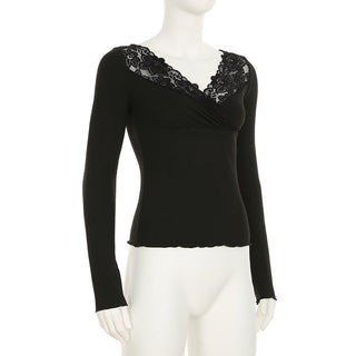 Lace V-Neck Cross Chest Top