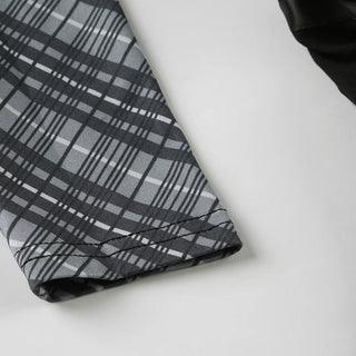 Plaid V-Neck Lace-Up Long Sleeve Top