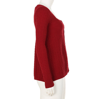 Twisted Square Collar Wool Cardigan