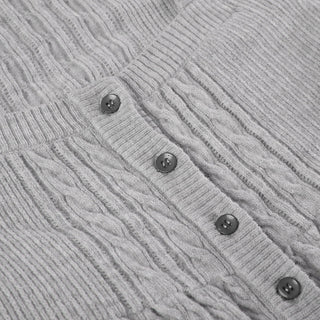 Twisted Square Collar Wool Cardigan