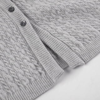 Twisted Square Collar Wool Cardigan