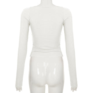 Asymmetric Off-Shoulder Knit Slim Top
