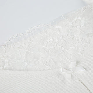 Cutout Lace Stitching Square Collar Top