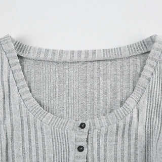 U-Collar Waist-Tight Button Cardigan Top