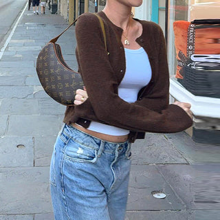 Pure Color Long Sleeve Wool Cardigan