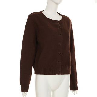 Pure Color Long Sleeve Wool Cardigan