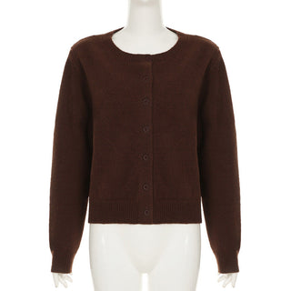 Pure Color Long Sleeve Wool Cardigan