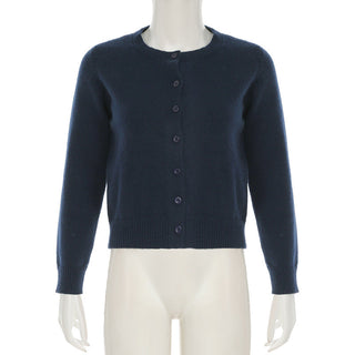 Pure Color Long Sleeve Wool Cardigan