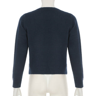 Pure Color Long Sleeve Wool Cardigan