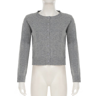 Pure Color Long Sleeve Wool Cardigan