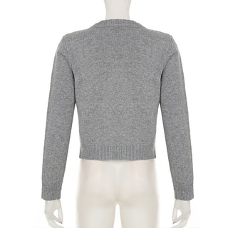 Pure Color Long Sleeve Wool Cardigan