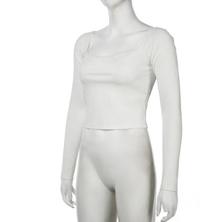 Twisted Lace Square Collar Slim Top