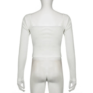 Twisted Lace Square Collar Slim Top