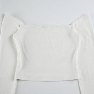 Twisted Lace Square Collar Slim Top