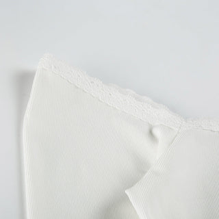 Twisted Lace Square Collar Slim Top