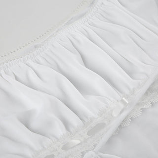 White Lace Bow Short Sleeve Top