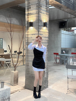 Patchwork Slim Sheath Dress