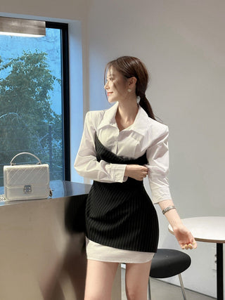 Patchwork Slim Sheath Dress