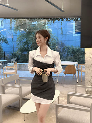 Patchwork Slim Sheath Dress