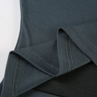 Contrast Color Fake Two-Piece U-Collar Top