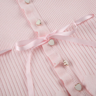 Lace Stitching Bow Bandage Knit Top