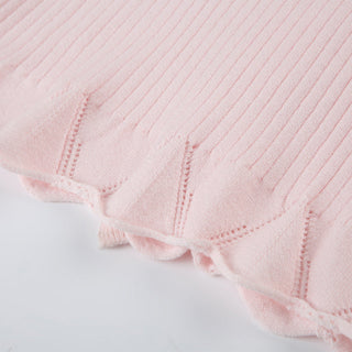 Lace Stitching Bow Bandage Knit Top