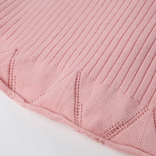 Lace Stitching Bow Bandage Knit Top