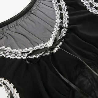 Mesh See-Through Lace-Up Top