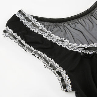 Mesh See-Through Lace-Up Top