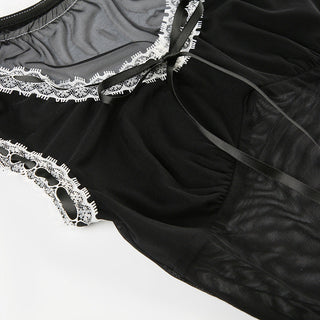 Mesh See-Through Lace-Up Top