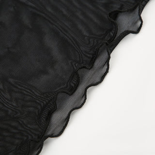 Mesh See-Through Lace-Up Top