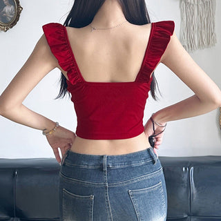 Square Neck Pleated Top