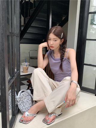 Irregular Strap Sleeveless Top