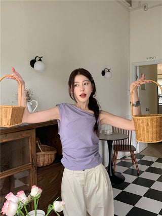 Irregular Strap Sleeveless Top