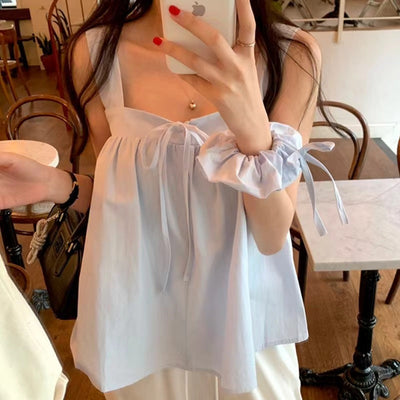 Square Collar Lace Tops
