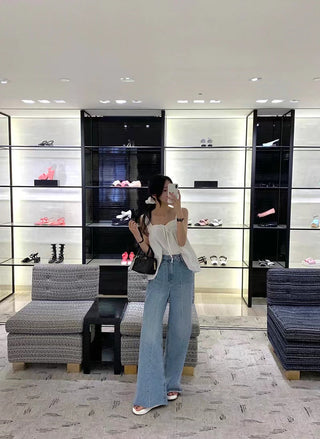 Square Collar Lace Tops